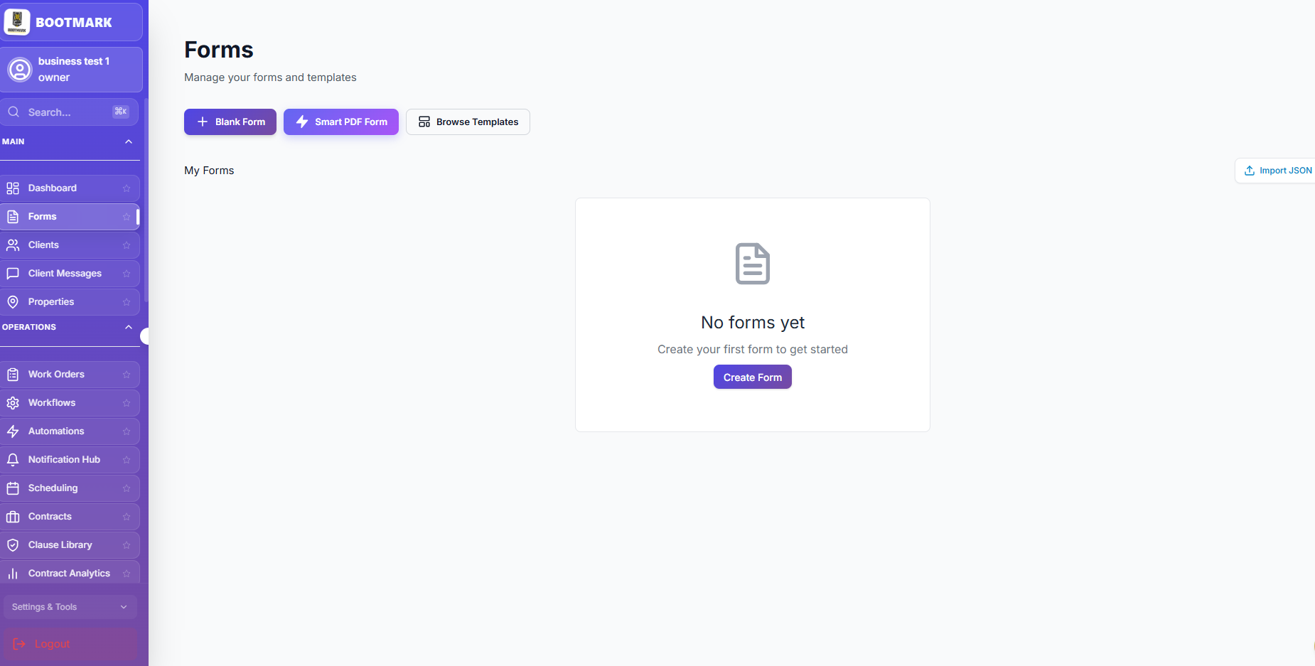 Managing Forms & Templates — BOOTMARK screenshot