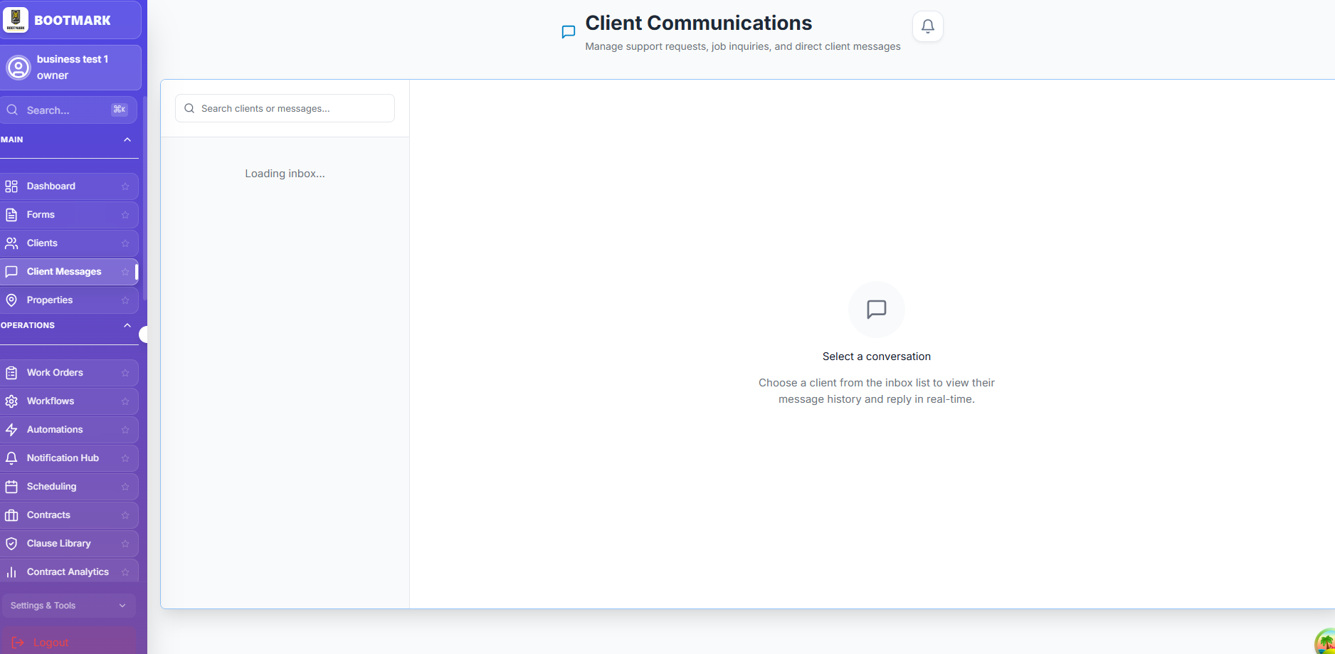 Client Communications — BOOTMARK screenshot